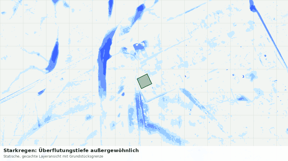 Statische Kartenansicht: Starkregen: Überflutungstiefe außergewöhnlich