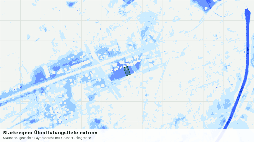 Statische Kartenansicht: Starkregen: Überflutungstiefe extrem