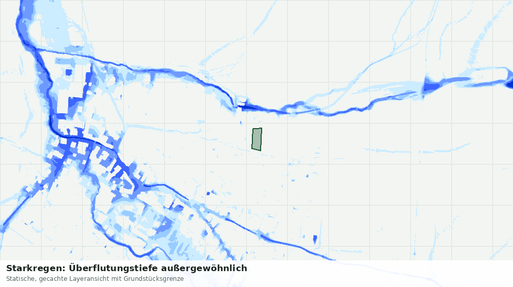 Statische Kartenansicht: Starkregen: Überflutungstiefe außergewöhnlich