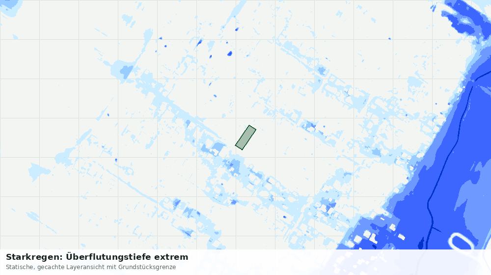Statische Kartenansicht: Starkregen: Überflutungstiefe extrem