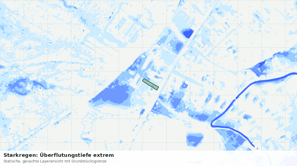 Statische Kartenansicht: Starkregen: Überflutungstiefe extrem