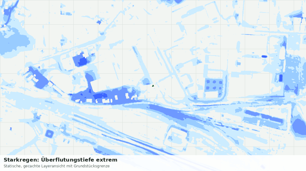 Statische Kartenansicht: Starkregen: Überflutungstiefe extrem