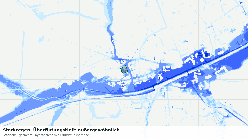 Statische Kartenansicht: Starkregen: Überflutungstiefe außergewöhnlich