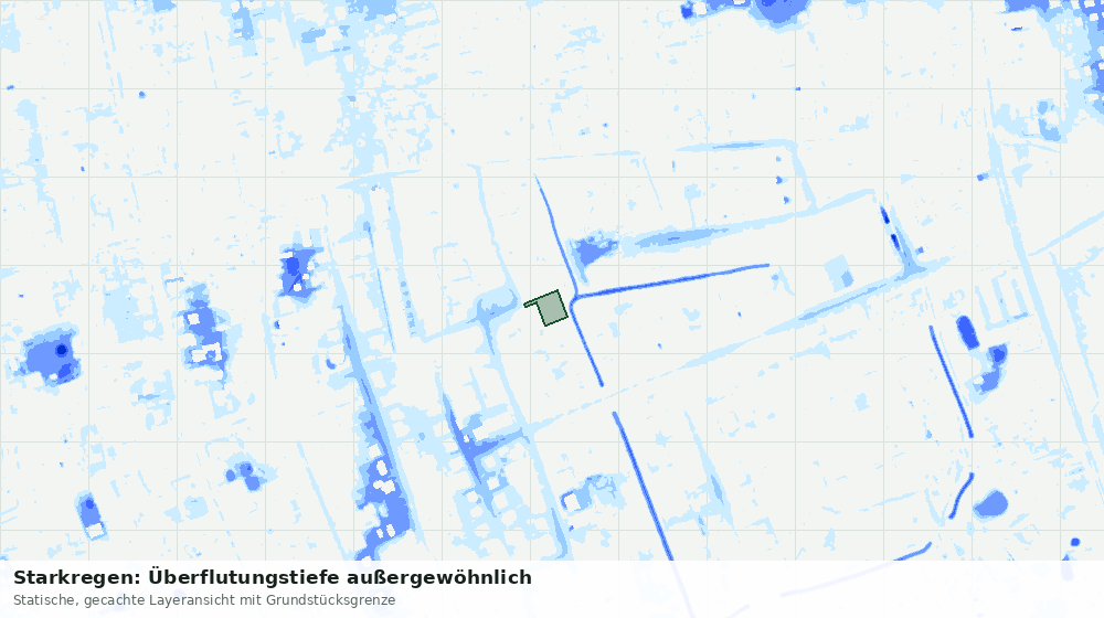 Statische Kartenansicht: Starkregen: Überflutungstiefe außergewöhnlich