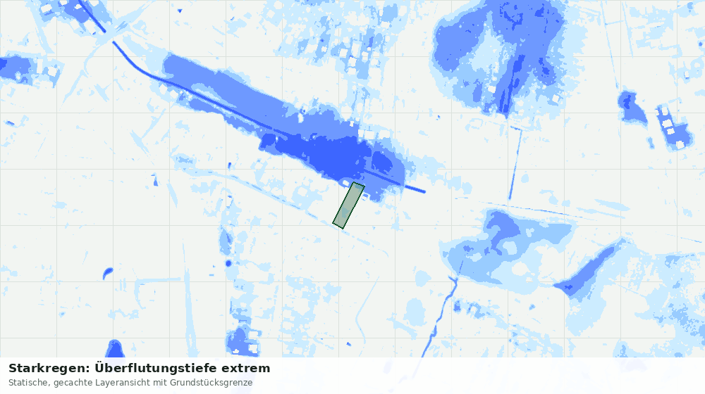 Statische Kartenansicht: Starkregen: Überflutungstiefe extrem