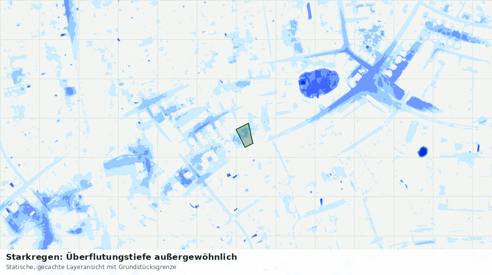 Statische Kartenansicht: Starkregen: Überflutungstiefe außergewöhnlich