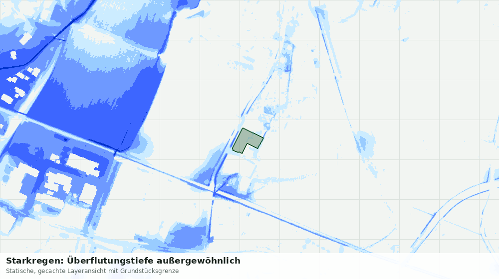 Statische Kartenansicht: Starkregen: Überflutungstiefe außergewöhnlich