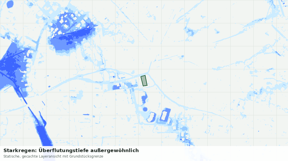 Statische Kartenansicht: Starkregen: Überflutungstiefe außergewöhnlich