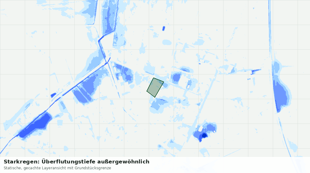 Statische Kartenansicht: Starkregen: Überflutungstiefe außergewöhnlich