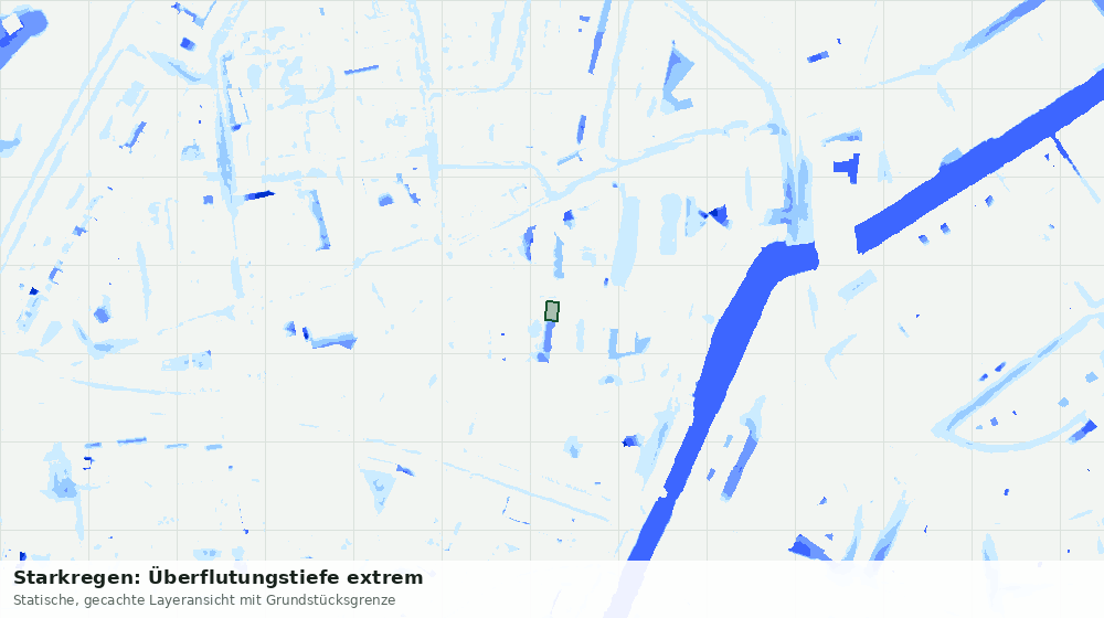 Statische Kartenansicht: Starkregen: Überflutungstiefe extrem