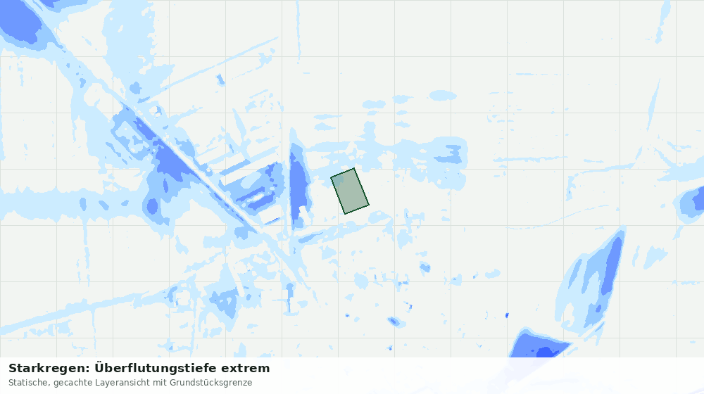 Statische Kartenansicht: Starkregen: Überflutungstiefe extrem