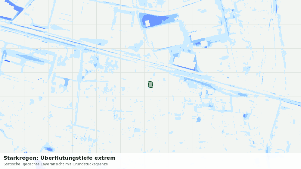 Statische Kartenansicht: Starkregen: Überflutungstiefe extrem