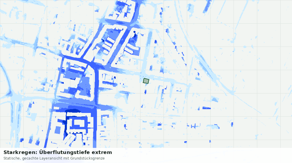 Statische Kartenansicht: Starkregen: Überflutungstiefe extrem