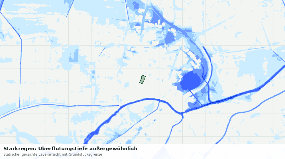 Statische Kartenansicht: Starkregen: Überflutungstiefe außergewöhnlich