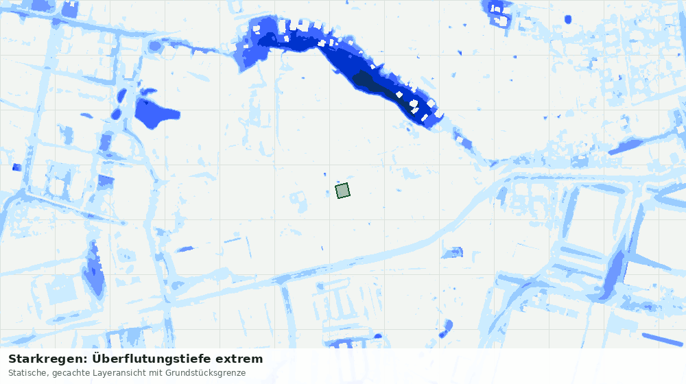 Statische Kartenansicht: Starkregen: Überflutungstiefe extrem