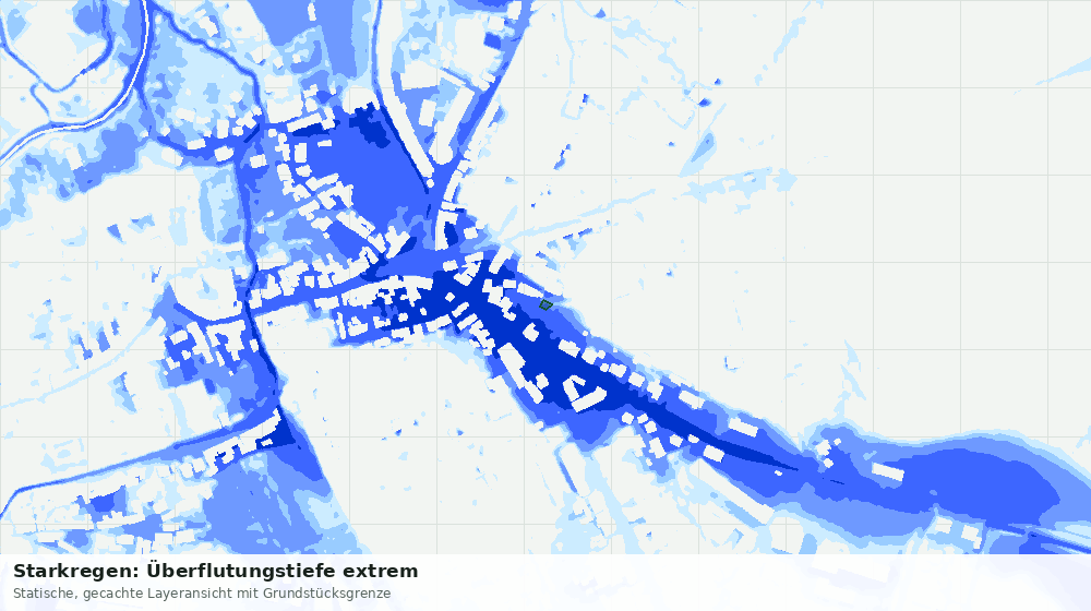 Statische Kartenansicht: Starkregen: Überflutungstiefe extrem