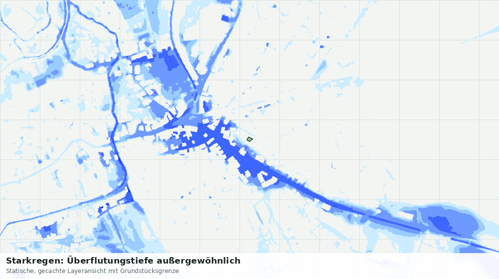 Statische Kartenansicht: Starkregen: Überflutungstiefe außergewöhnlich