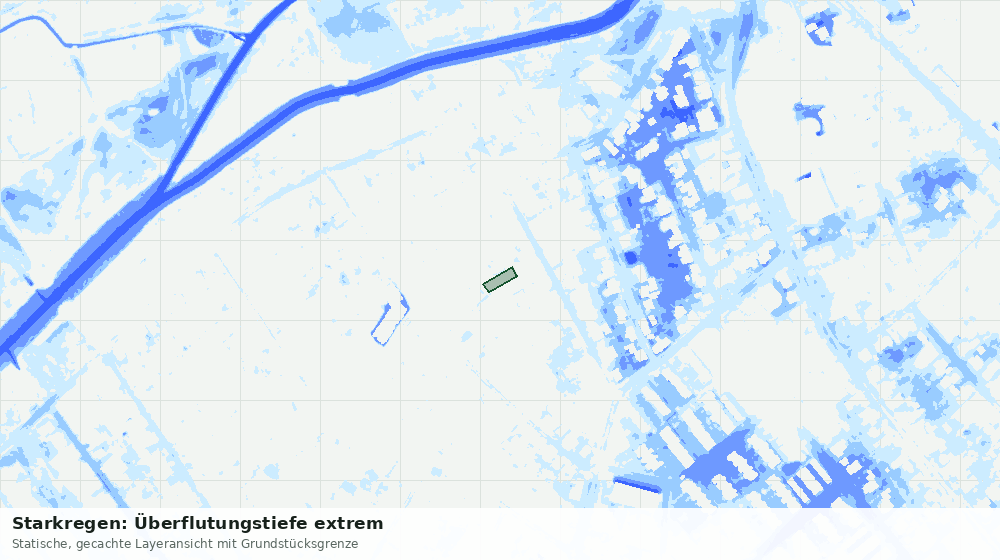 Statische Kartenansicht: Starkregen: Überflutungstiefe extrem
