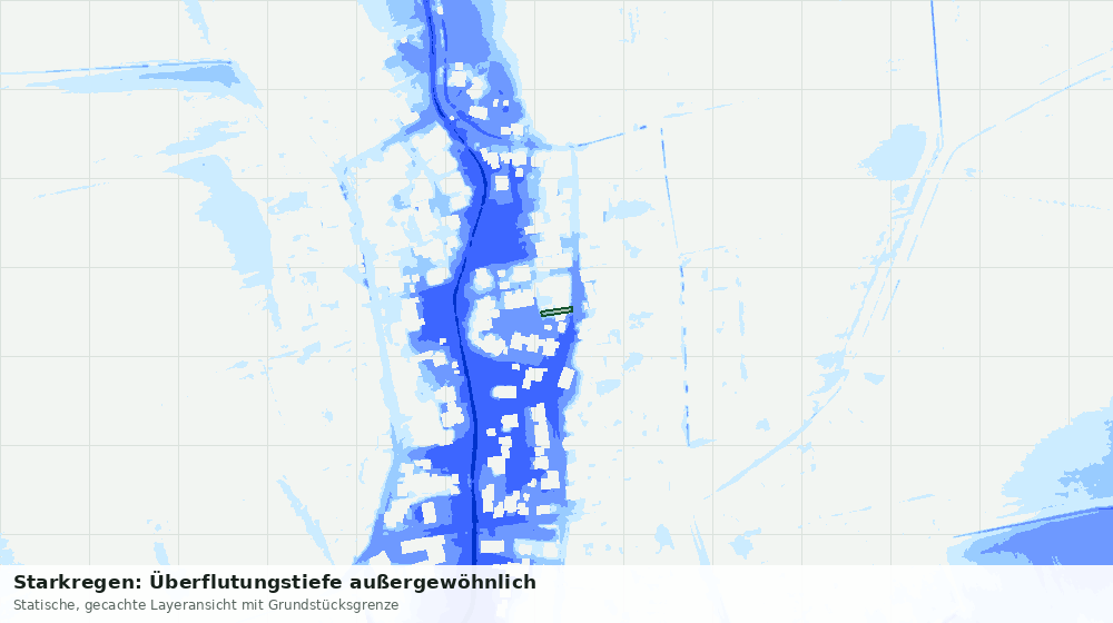 Statische Kartenansicht: Starkregen: Überflutungstiefe außergewöhnlich