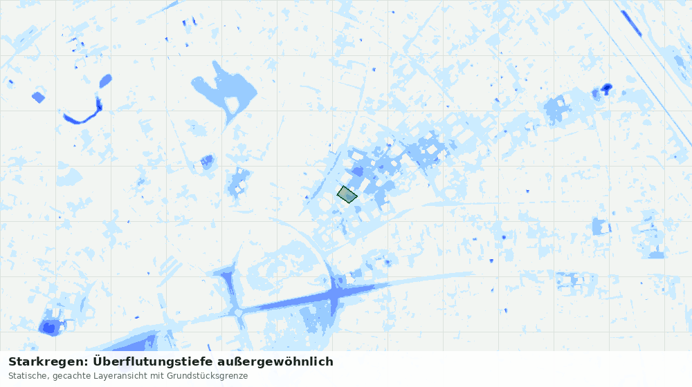 Statische Kartenansicht: Starkregen: Überflutungstiefe außergewöhnlich