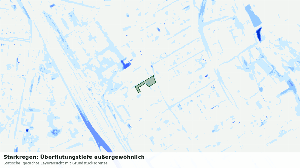 Statische Kartenansicht: Starkregen: Überflutungstiefe außergewöhnlich