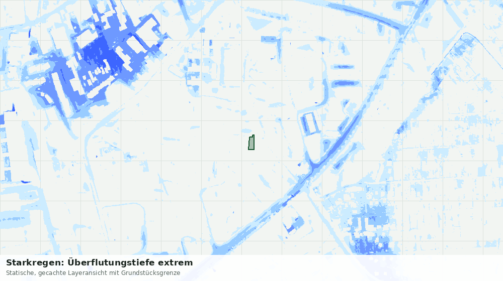 Statische Kartenansicht: Starkregen: Überflutungstiefe extrem