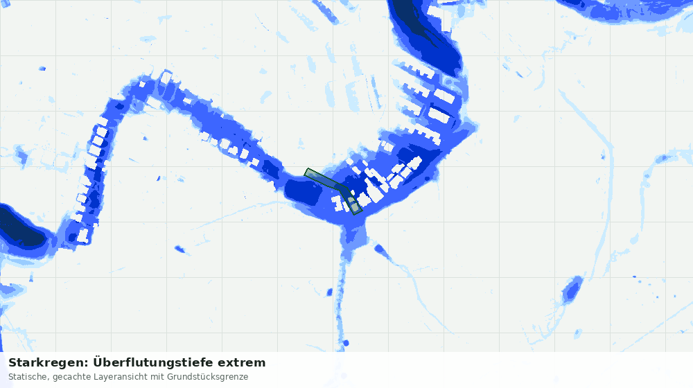 Statische Kartenansicht: Starkregen: Überflutungstiefe extrem