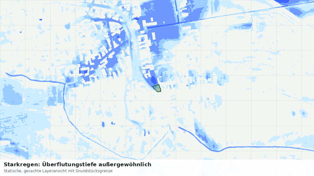 Statische Kartenansicht: Starkregen: Überflutungstiefe außergewöhnlich