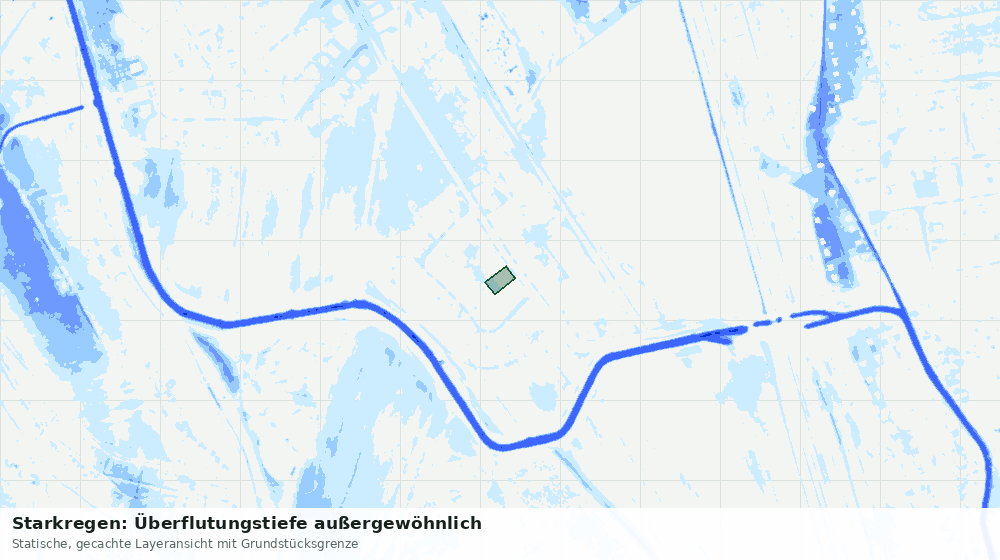 Statische Kartenansicht: Starkregen: Überflutungstiefe außergewöhnlich