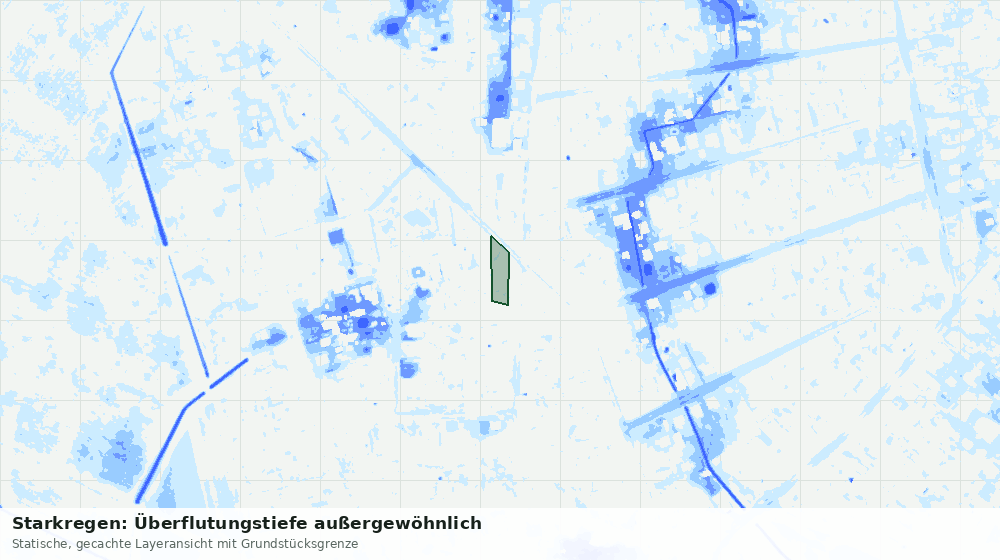 Statische Kartenansicht: Starkregen: Überflutungstiefe außergewöhnlich