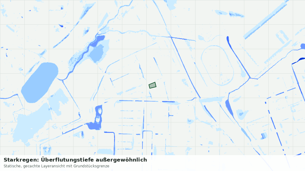 Statische Kartenansicht: Starkregen: Überflutungstiefe außergewöhnlich