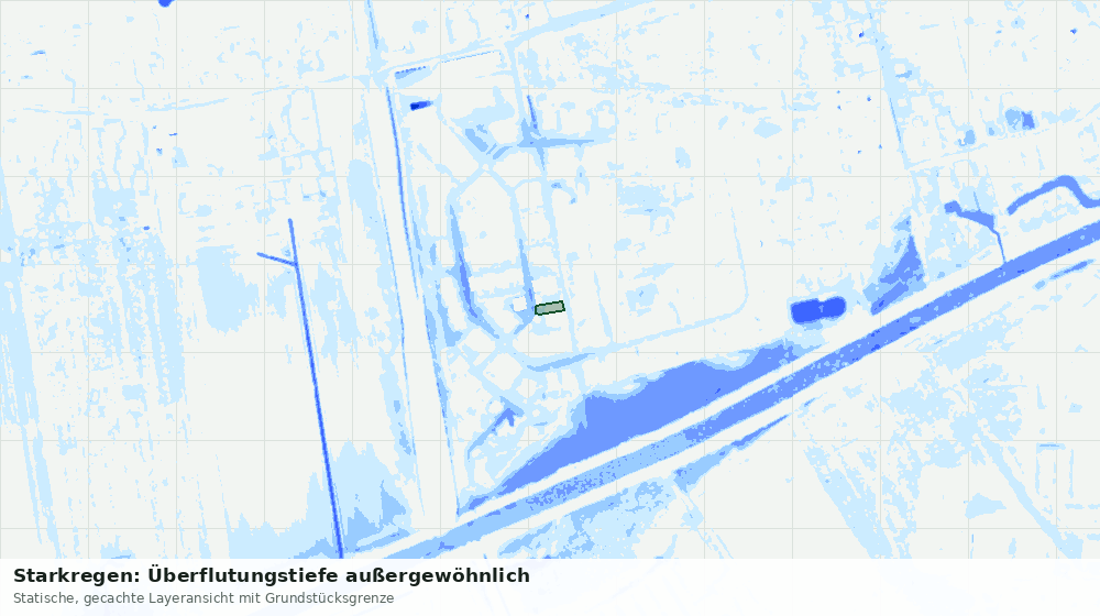 Statische Kartenansicht: Starkregen: Überflutungstiefe außergewöhnlich