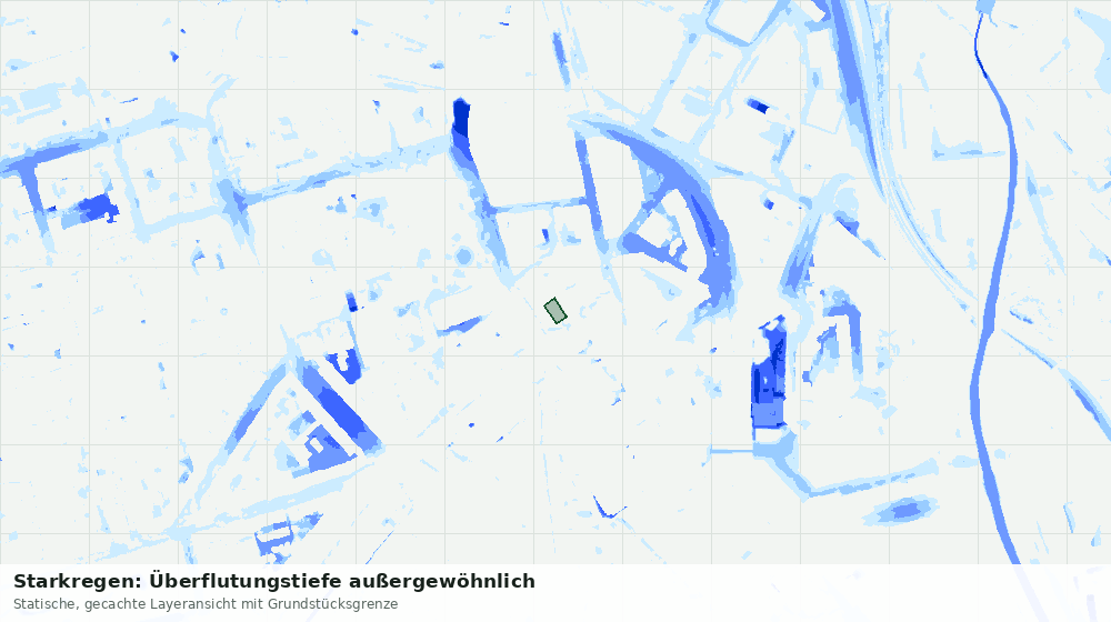 Statische Kartenansicht: Starkregen: Überflutungstiefe außergewöhnlich