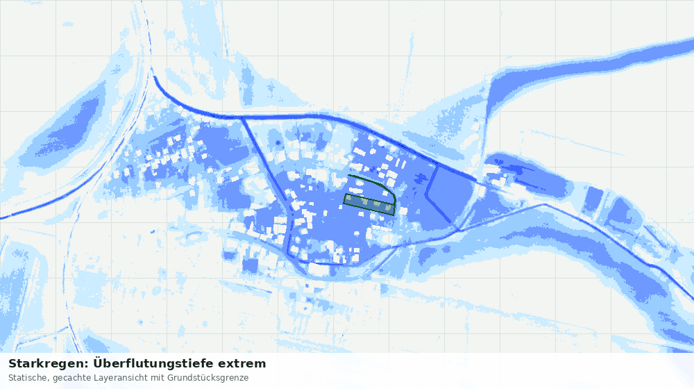 Statische Kartenansicht: Starkregen: Überflutungstiefe extrem