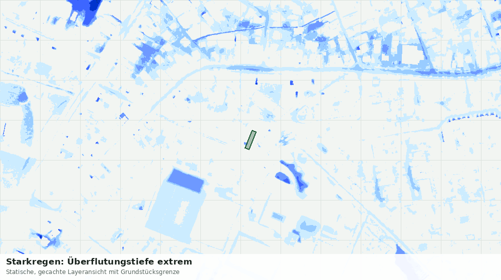 Statische Kartenansicht: Starkregen: Überflutungstiefe extrem