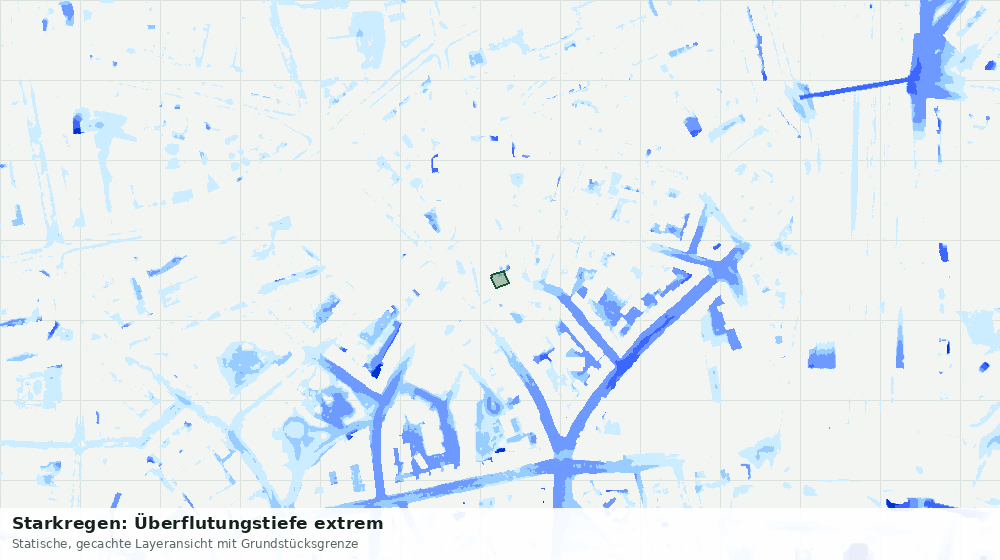 Statische Kartenansicht: Starkregen: Überflutungstiefe extrem