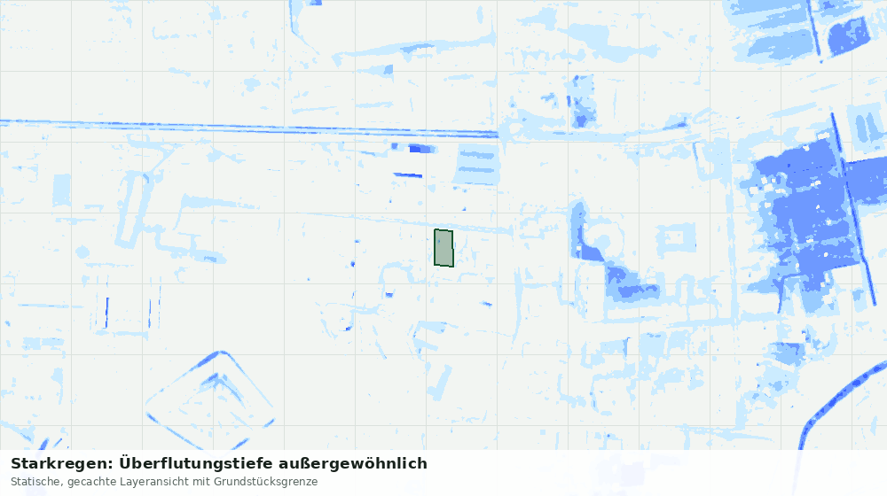 Statische Kartenansicht: Starkregen: Überflutungstiefe außergewöhnlich