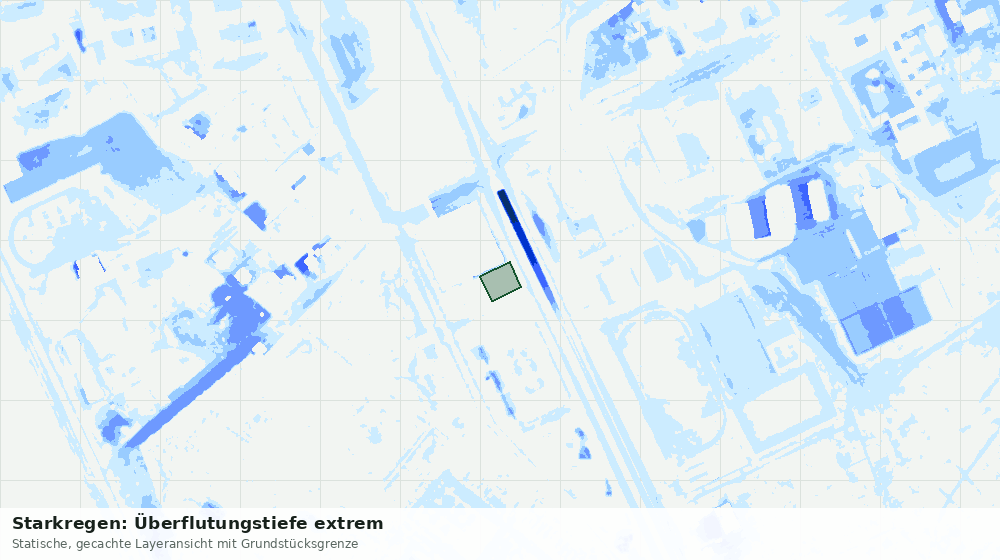 Statische Kartenansicht: Starkregen: Überflutungstiefe extrem