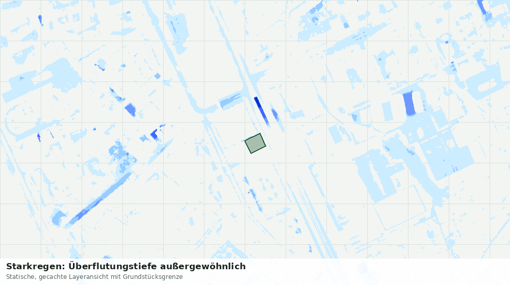 Statische Kartenansicht: Starkregen: Überflutungstiefe außergewöhnlich