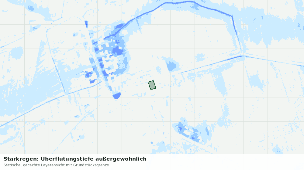 Statische Kartenansicht: Starkregen: Überflutungstiefe außergewöhnlich