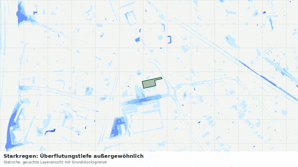 Statische Kartenansicht: Starkregen: Überflutungstiefe außergewöhnlich