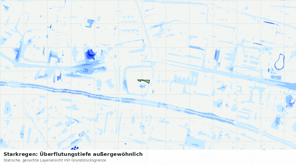 Statische Kartenansicht: Starkregen: Überflutungstiefe außergewöhnlich