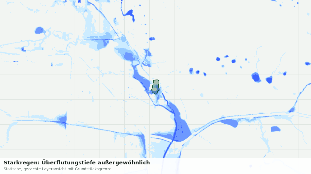 Statische Kartenansicht: Starkregen: Überflutungstiefe außergewöhnlich
