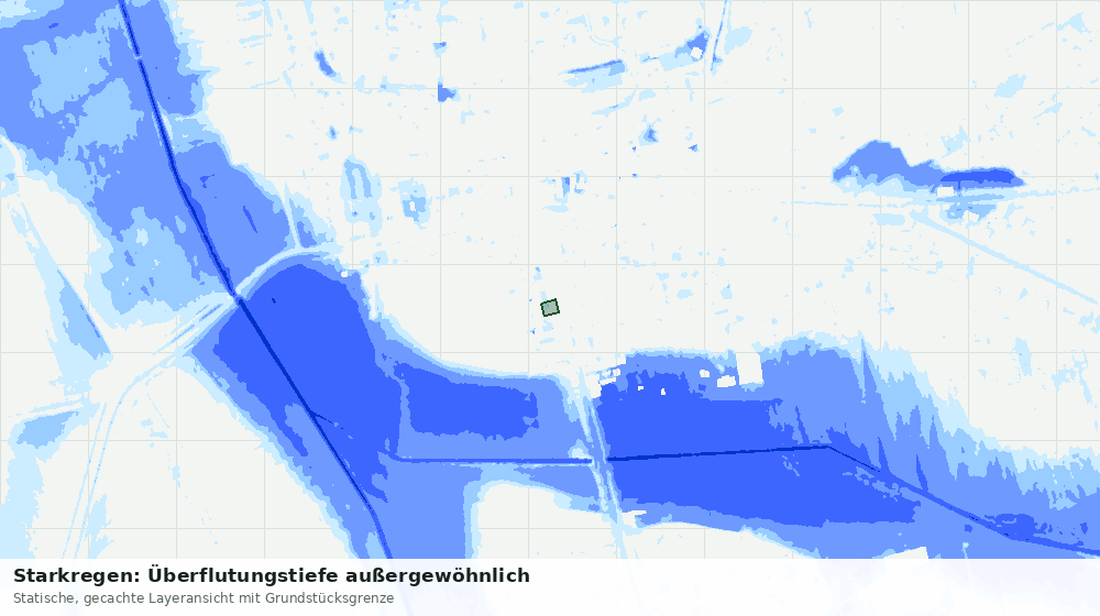 Statische Kartenansicht: Starkregen: Überflutungstiefe außergewöhnlich