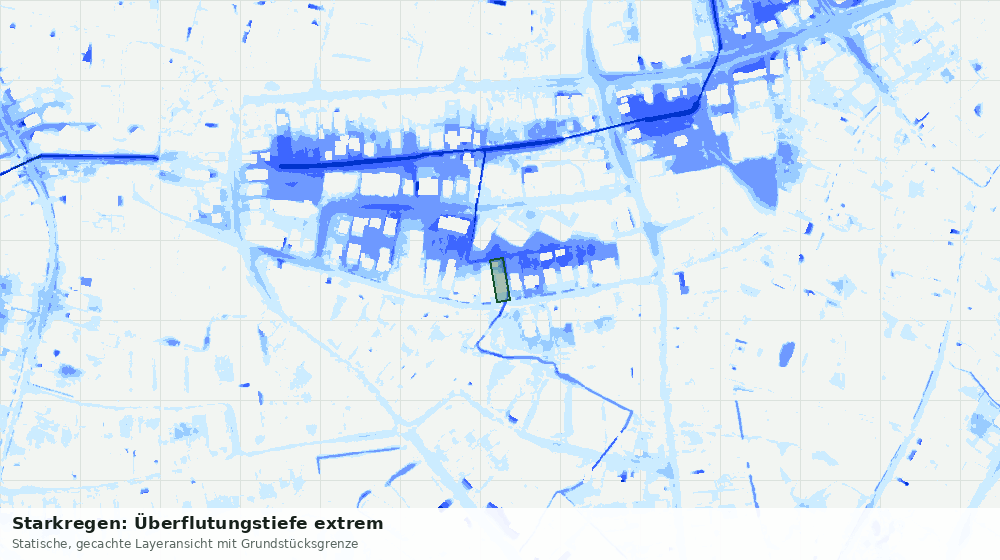 Statische Kartenansicht: Starkregen: Überflutungstiefe extrem