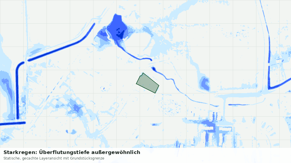Statische Kartenansicht: Starkregen: Überflutungstiefe außergewöhnlich