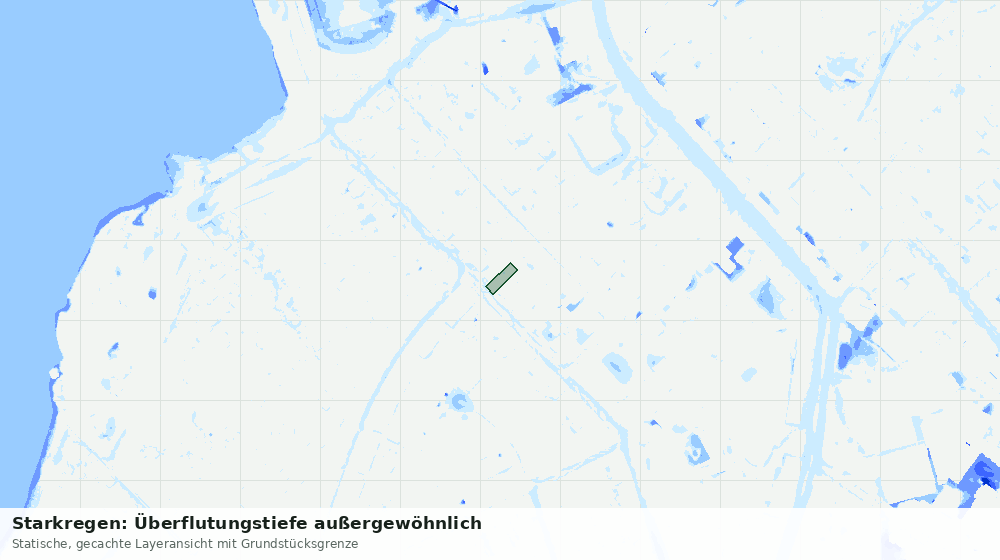Statische Kartenansicht: Starkregen: Überflutungstiefe außergewöhnlich