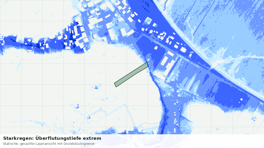 Statische Kartenansicht: Starkregen: Überflutungstiefe extrem