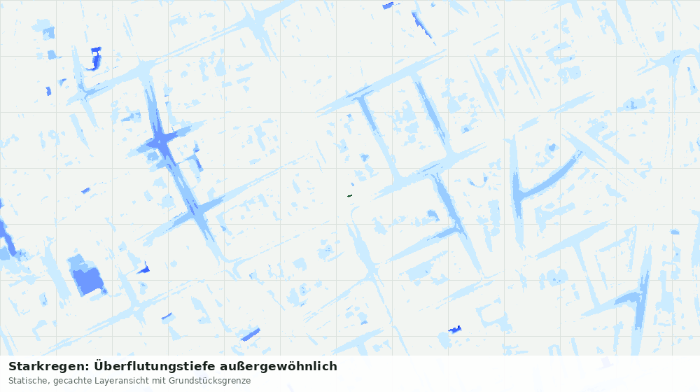 Statische Kartenansicht: Starkregen: Überflutungstiefe außergewöhnlich