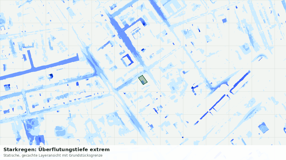 Statische Kartenansicht: Starkregen: Überflutungstiefe extrem